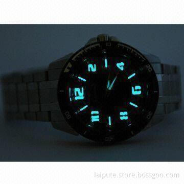 Mens Wristwatch, Made of Luminous Stainless Steel Material, with Black Dial